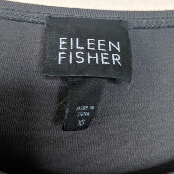 Eileen Fisher Crew Neck Long Sleeves Shirt Gray - Picture 4 of 5